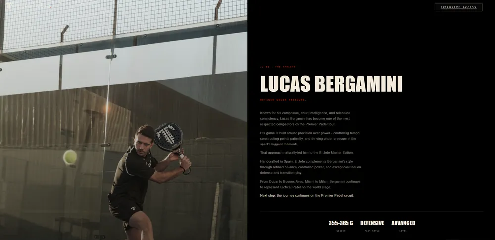 Tactical Padel — Athlete profile page — Lucas Bergamini